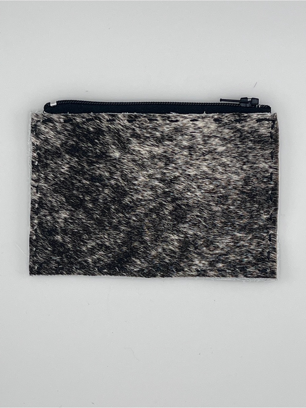 Fur Zip Pouch in Black & Gray